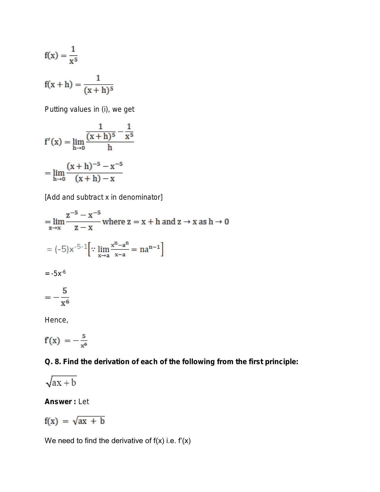 Chapter 28: Differentiation: RS Aggarwal Class 11 Solutions - Page 31