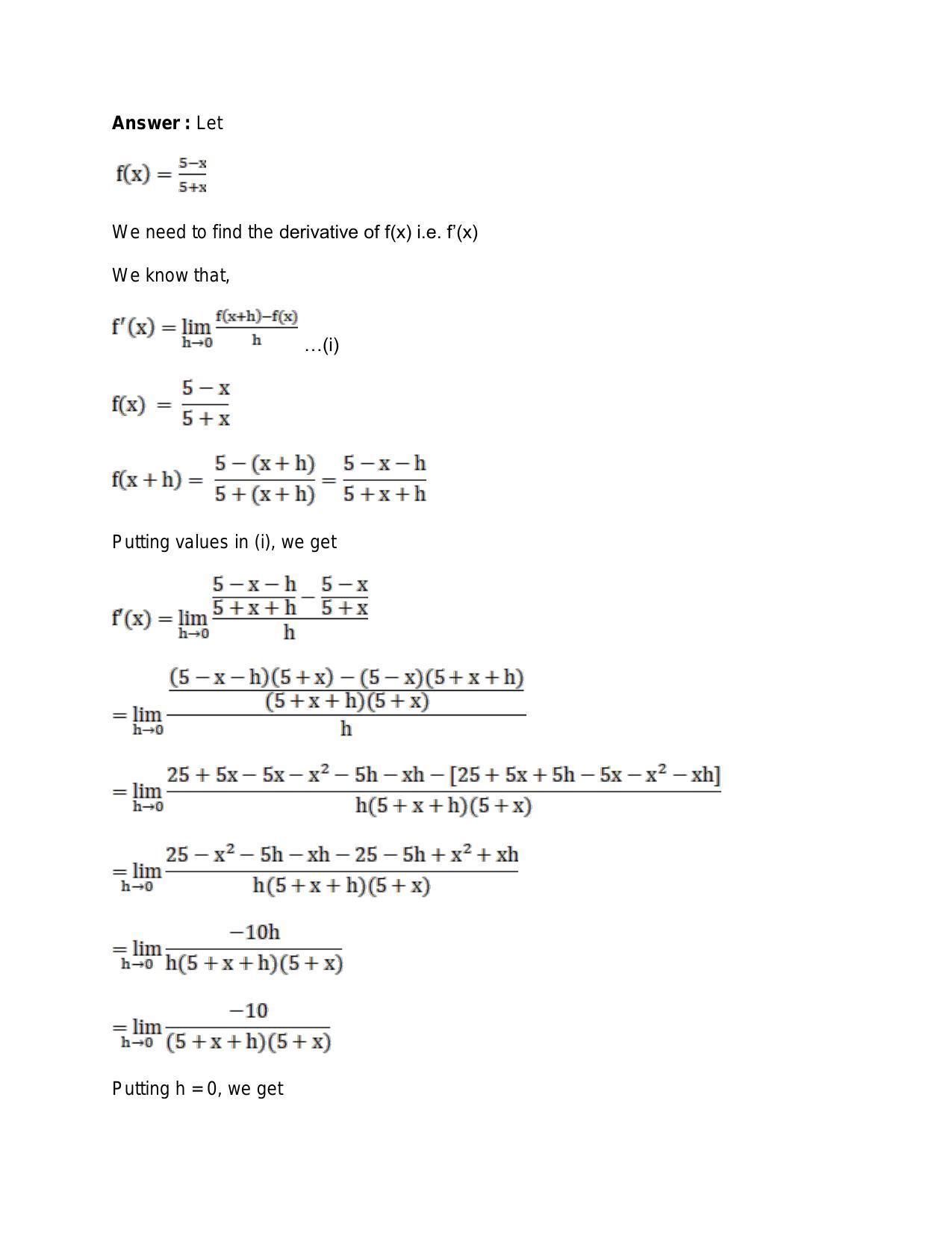 Chapter 28: Differentiation: RS Aggarwal Class 11 Solutions - Page 44