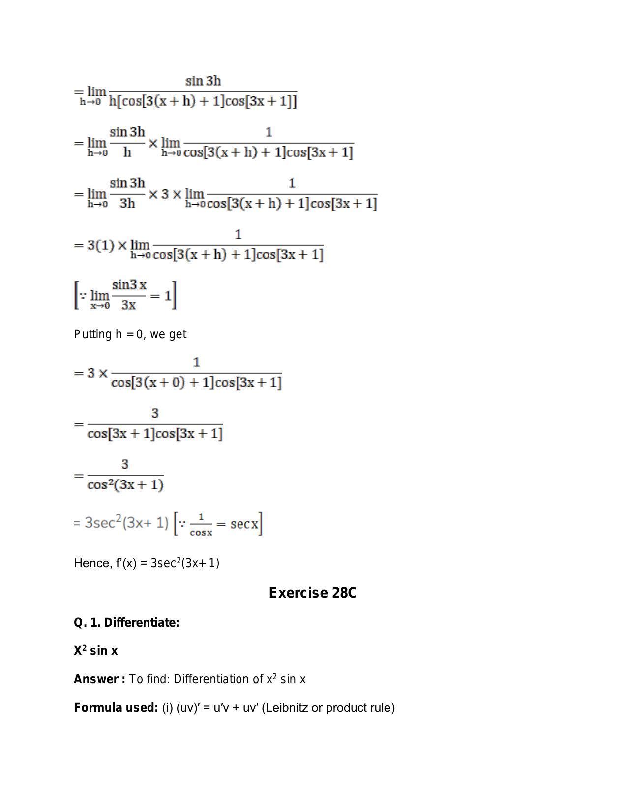 Chapter 28: Differentiation: RS Aggarwal Class 11 Solutions - Page 56