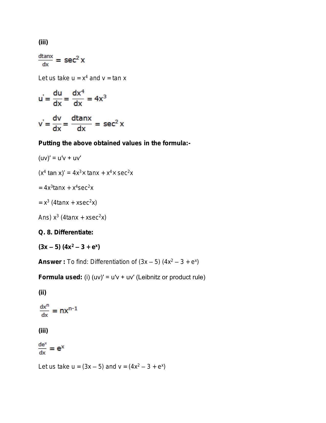 Chapter 28: Differentiation: RS Aggarwal Class 11 Solutions - Page 62