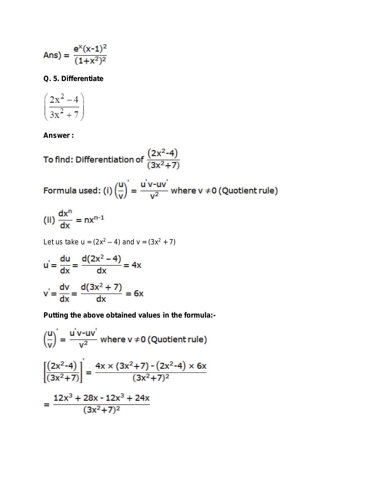 Chapter 28: Differentiation: RS Aggarwal Class 11 Solutions - Page 72