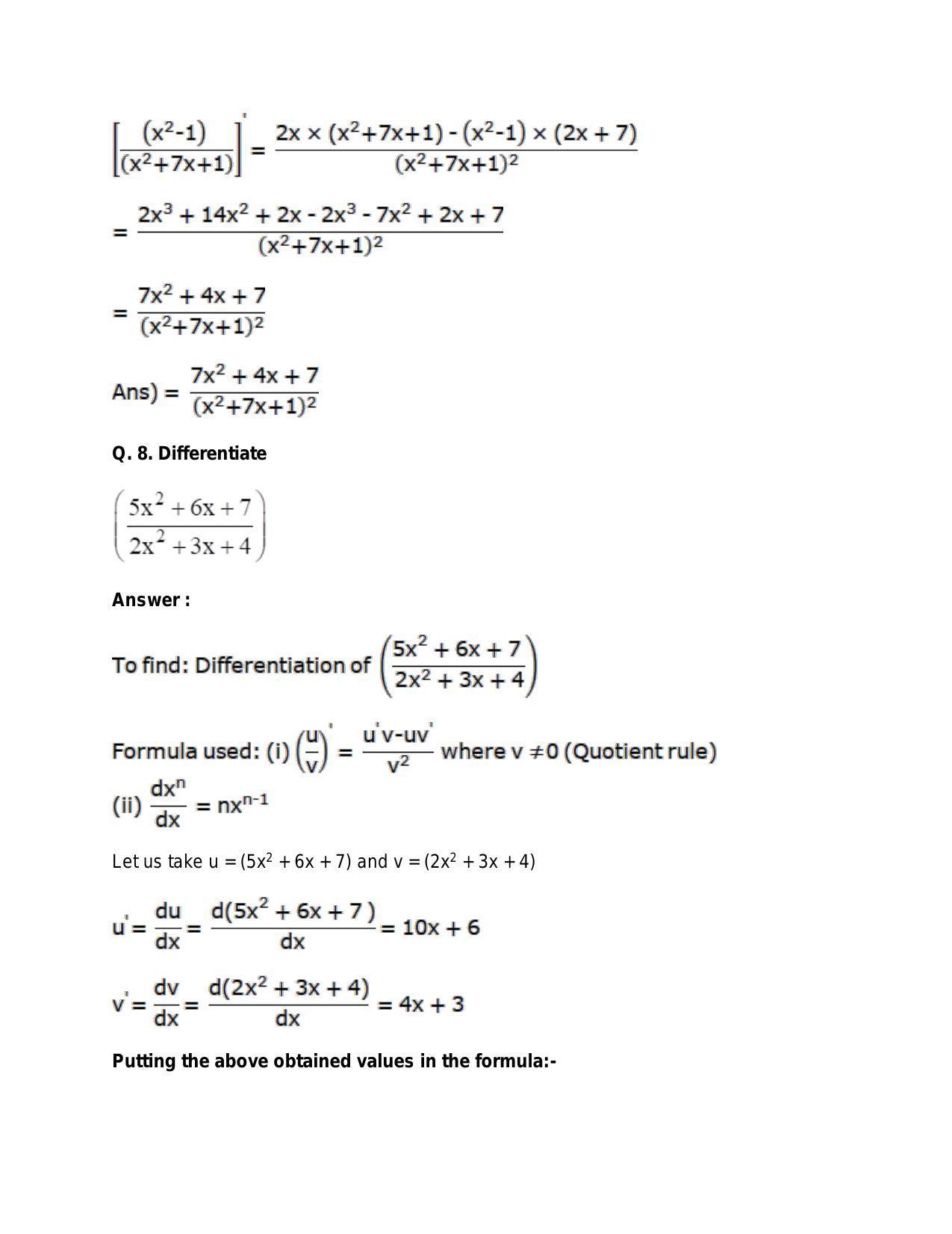 Chapter 28: Differentiation: RS Aggarwal Class 11 Solutions - Page 75