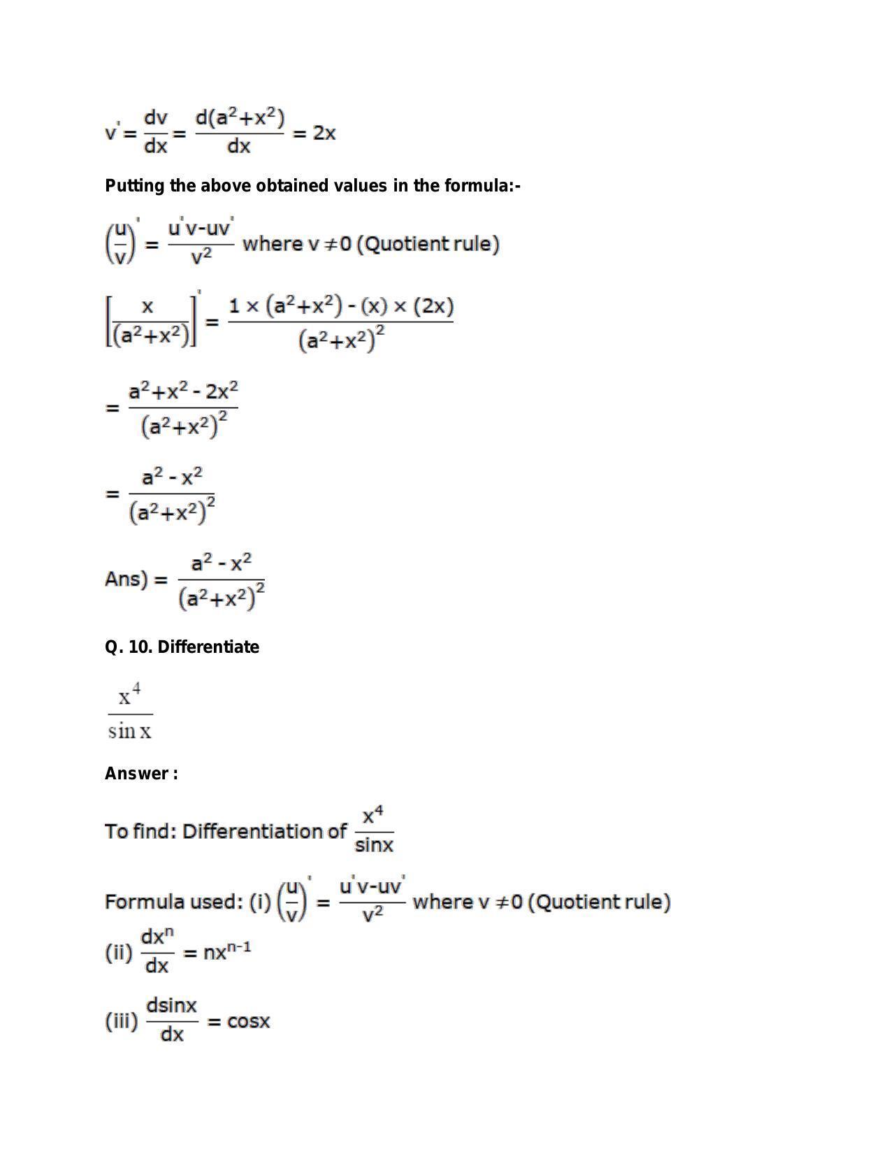 Chapter 28: Differentiation: RS Aggarwal Class 11 Solutions - Page 77