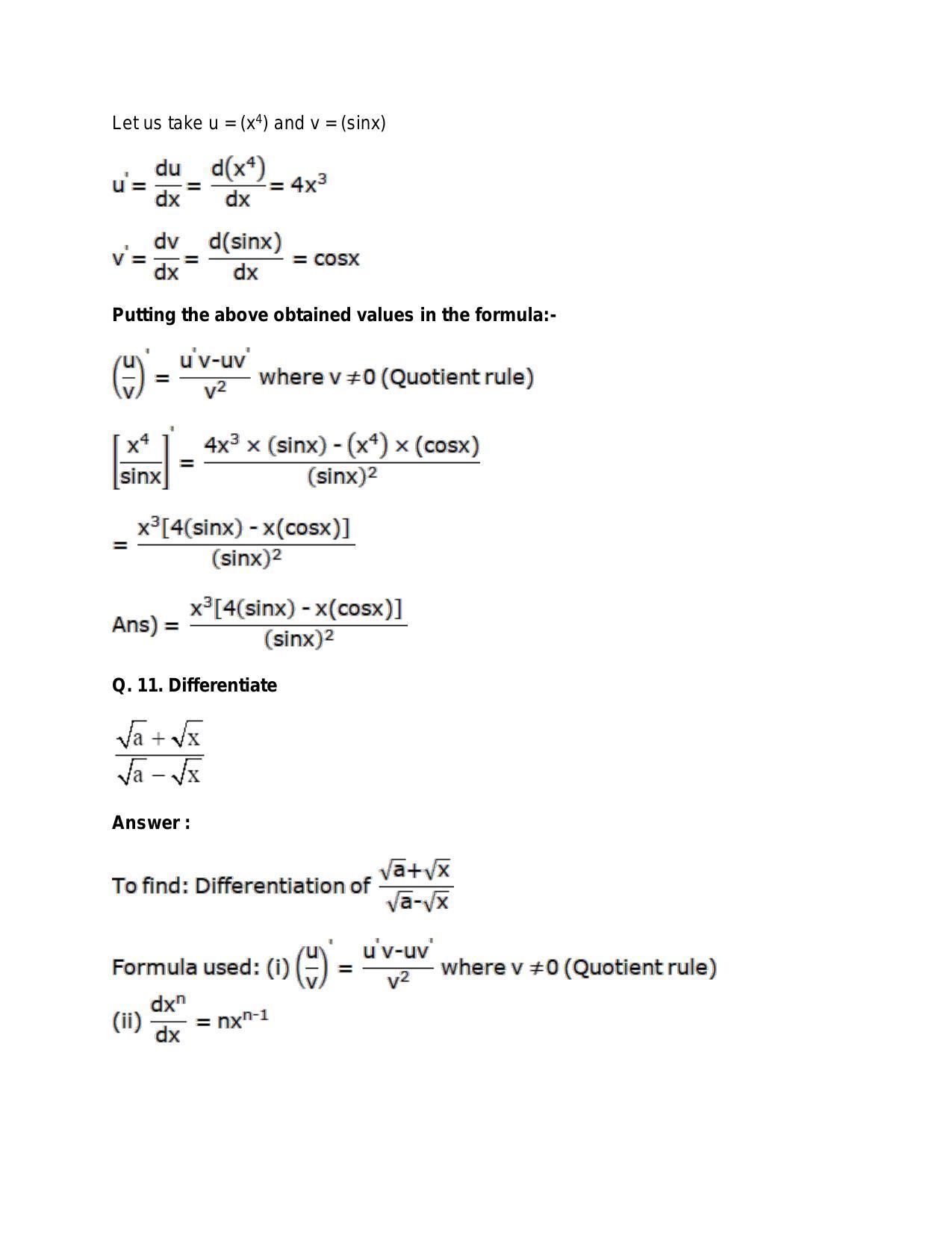 Chapter 28: Differentiation: RS Aggarwal Class 11 Solutions - Page 78