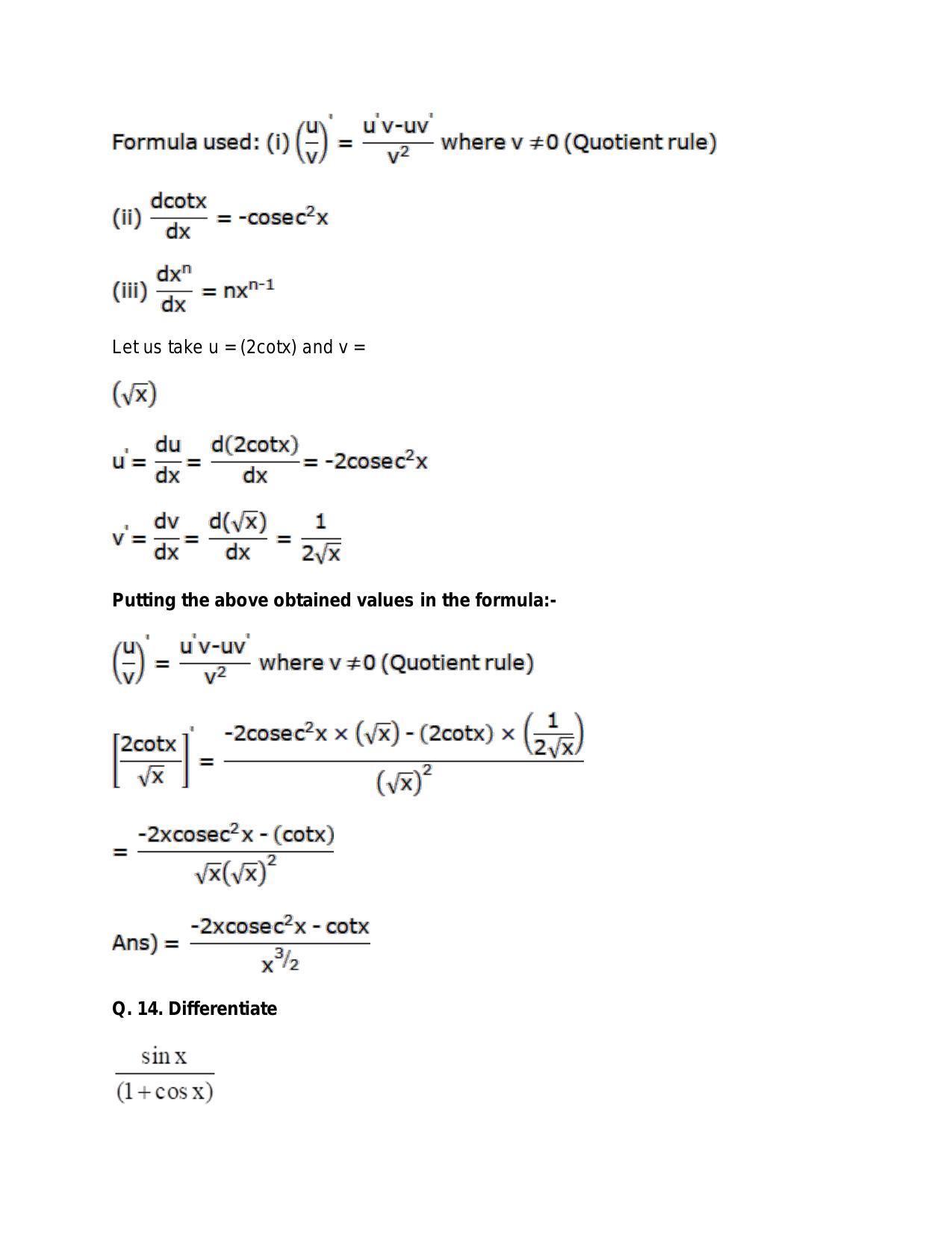 Chapter 28: Differentiation: RS Aggarwal Class 11 Solutions - Page 81