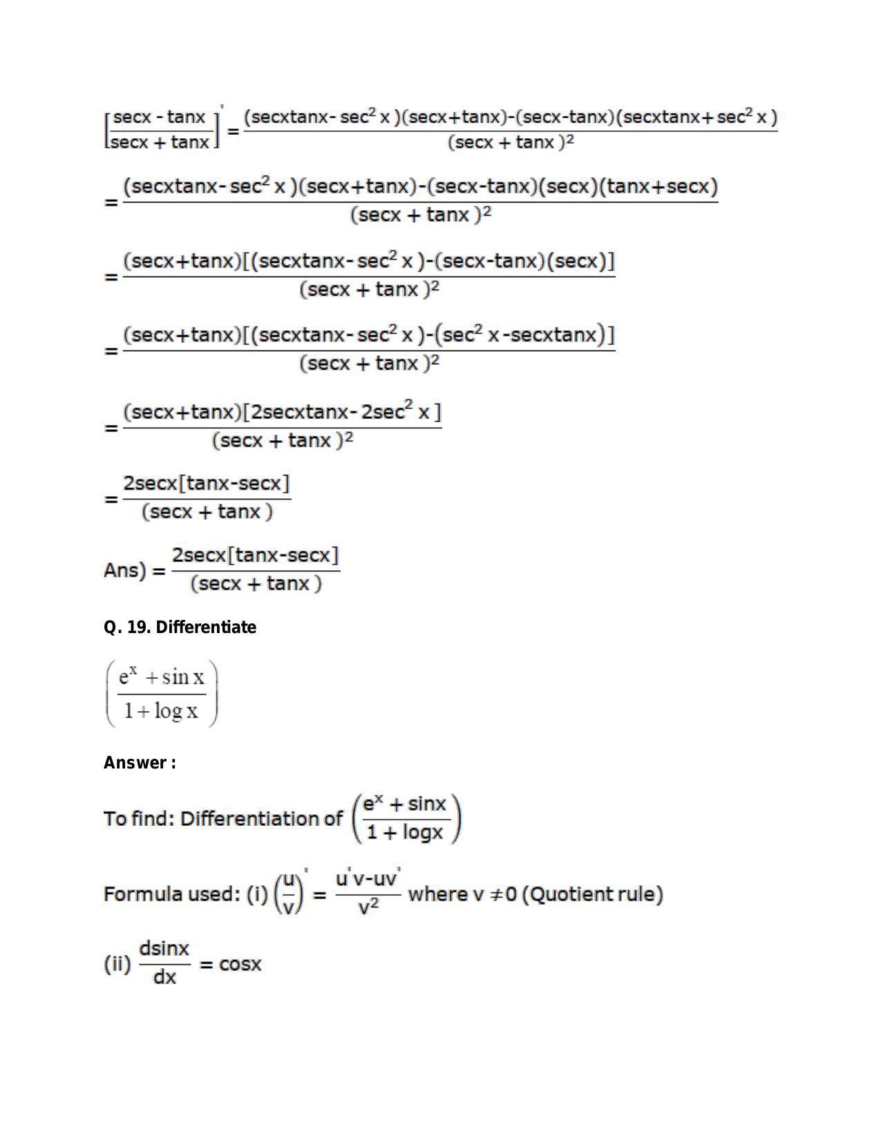 Chapter 28: Differentiation: RS Aggarwal Class 11 Solutions - Page 87