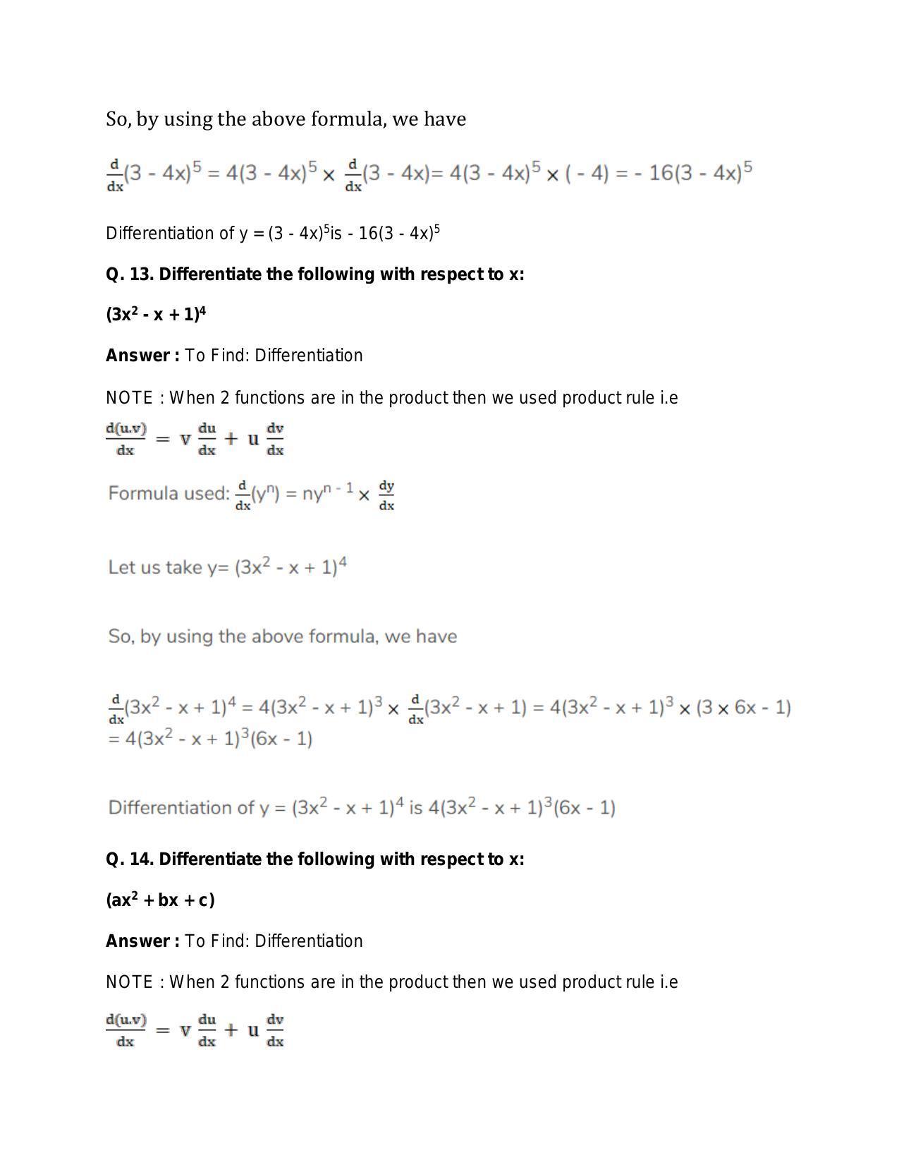 Chapter 28: Differentiation: RS Aggarwal Class 11 Solutions - Page 107