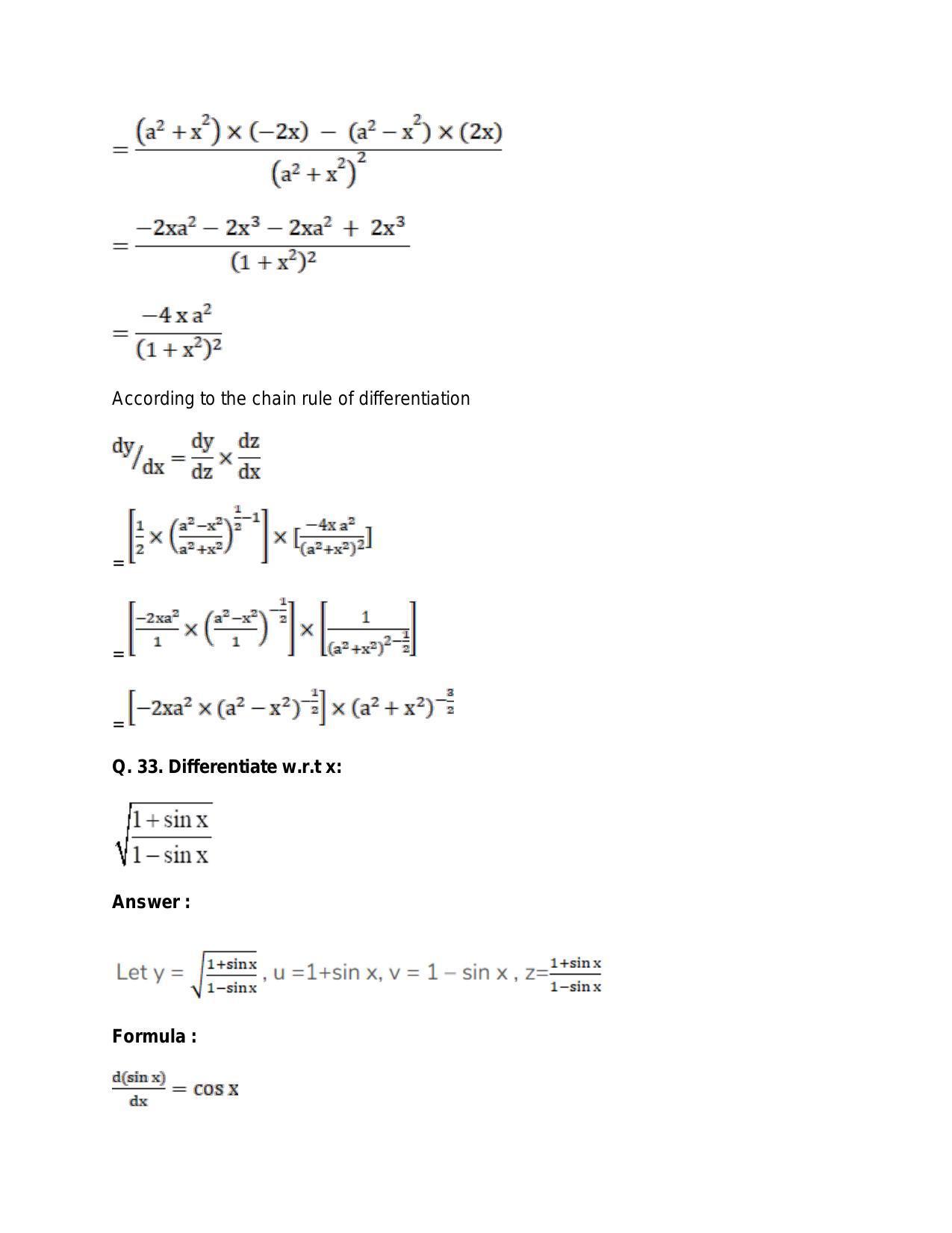 Chapter 28: Differentiation: RS Aggarwal Class 11 Solutions - Page 121