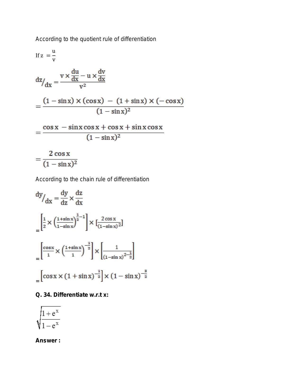 Chapter 28: Differentiation: RS Aggarwal Class 11 Solutions - Page 122