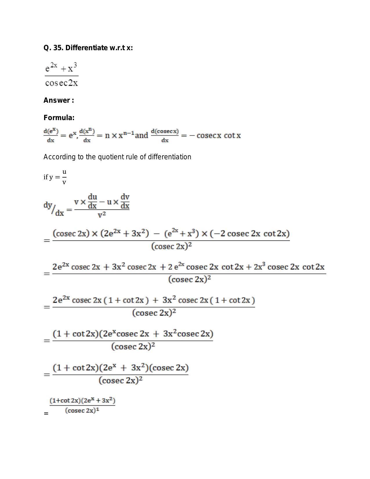 Chapter 28: Differentiation: RS Aggarwal Class 11 Solutions - Page 124