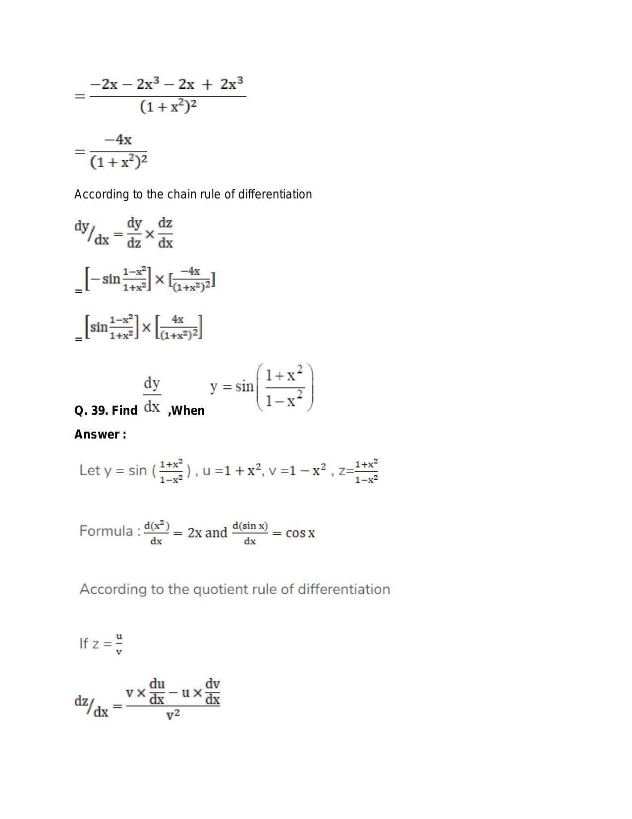 Chapter 28: Differentiation: RS Aggarwal Class 11 Solutions - Page 127