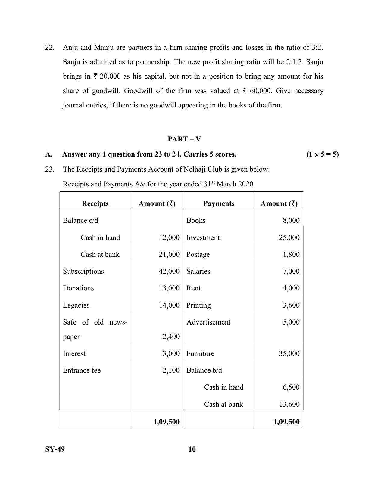 Kerala Plus Two Question Paper 2022 - Accountancy with AFS - Page 10