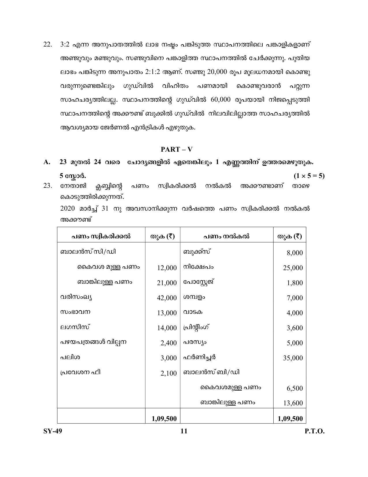 Kerala Plus Two Question Paper 2022 - Accountancy with AFS - Page 11