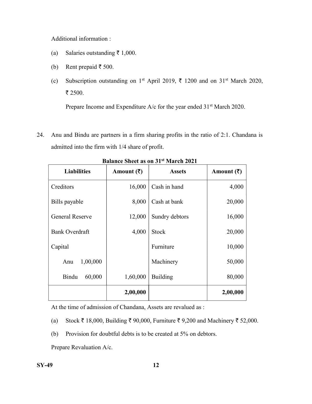 Kerala Plus Two Question Paper 2022 - Accountancy with AFS - Page 12