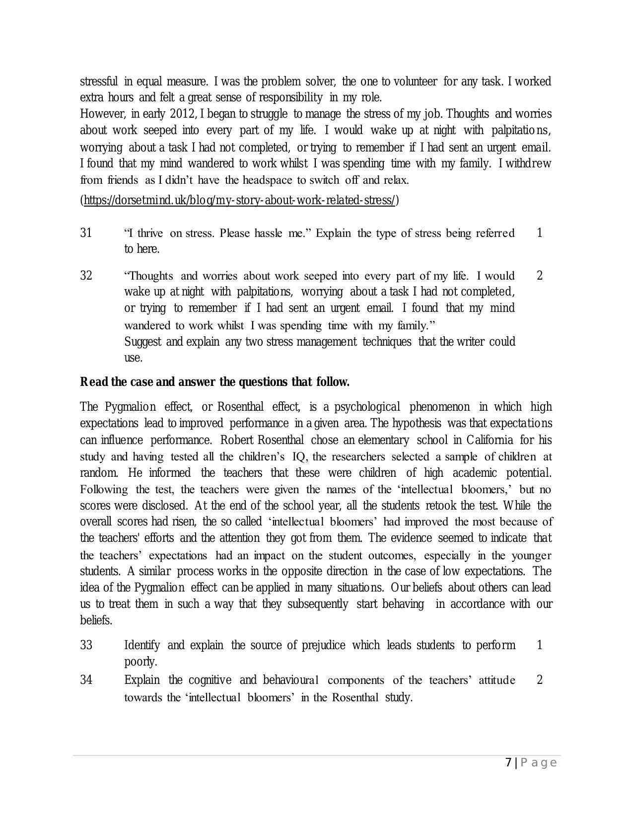 CBSE Class 12 Psychology Sample Paper 2024 - Page 7