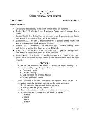 CBSE Class 12 Psychology Sample Paper 2024