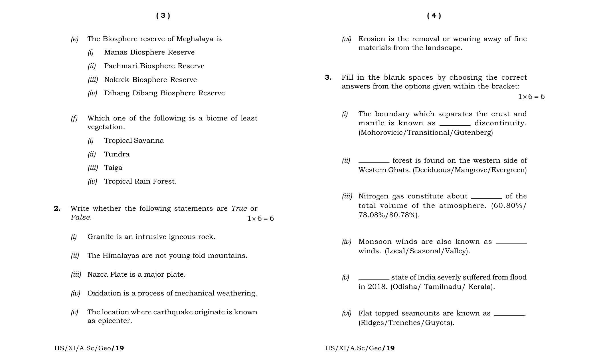 Meghalaya Board (MBOSE) Class 11 Geography 2019 Question Paper - Page 2