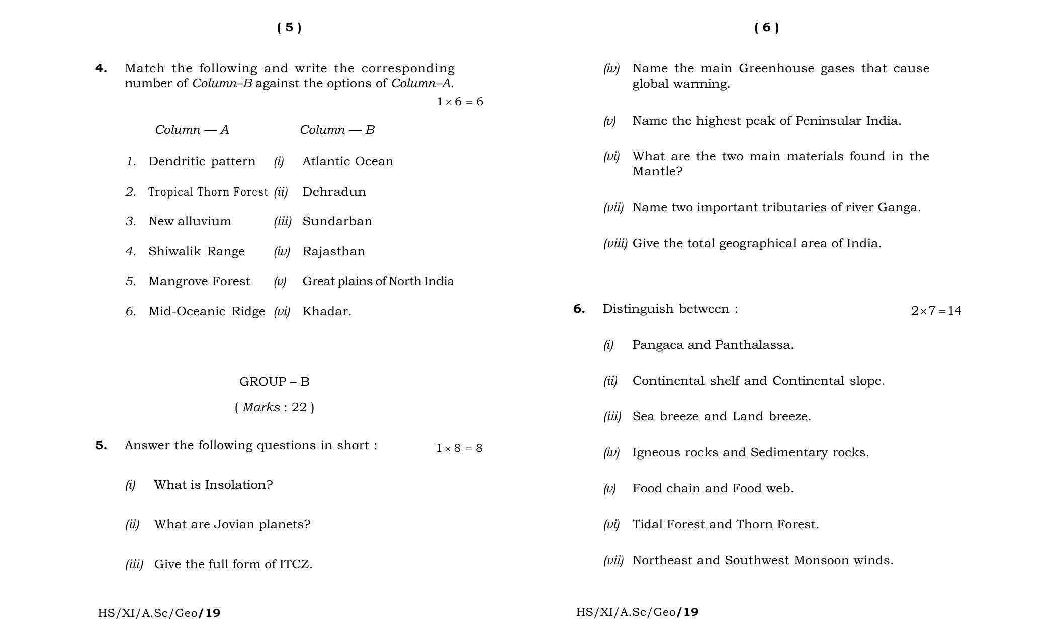 Meghalaya Board (MBOSE) Class 11 Geography 2019 Question Paper - Page 3