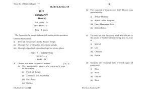 Meghalaya Board (MBOSE) Class 11 Geography 2019 Question Paper