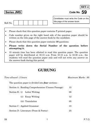 CBSE Class 10 59 Gurung 2019 Question Paper