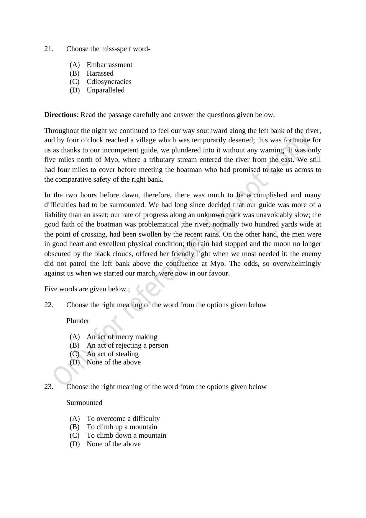 CUSAT CAT 2021 IP IPR (Ph.D) Question Paper - Page 7