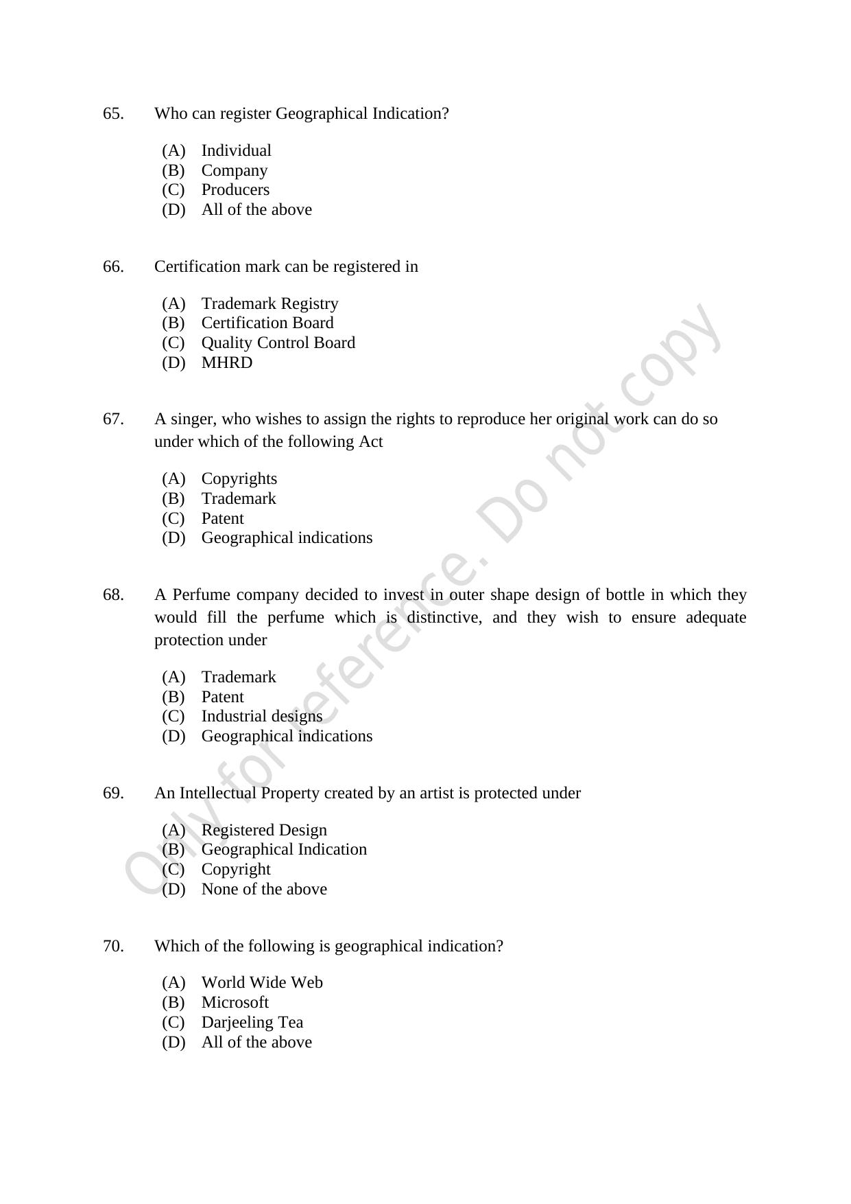 CUSAT CAT 2021 IP IPR (Ph.D) Question Paper - Page 17