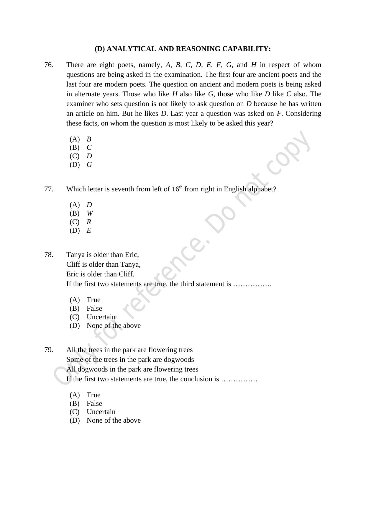 CUSAT CAT 2021 IP IPR (Ph.D) Question Paper - Page 19