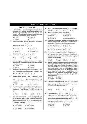 NIMCET 2014 Question Paper
