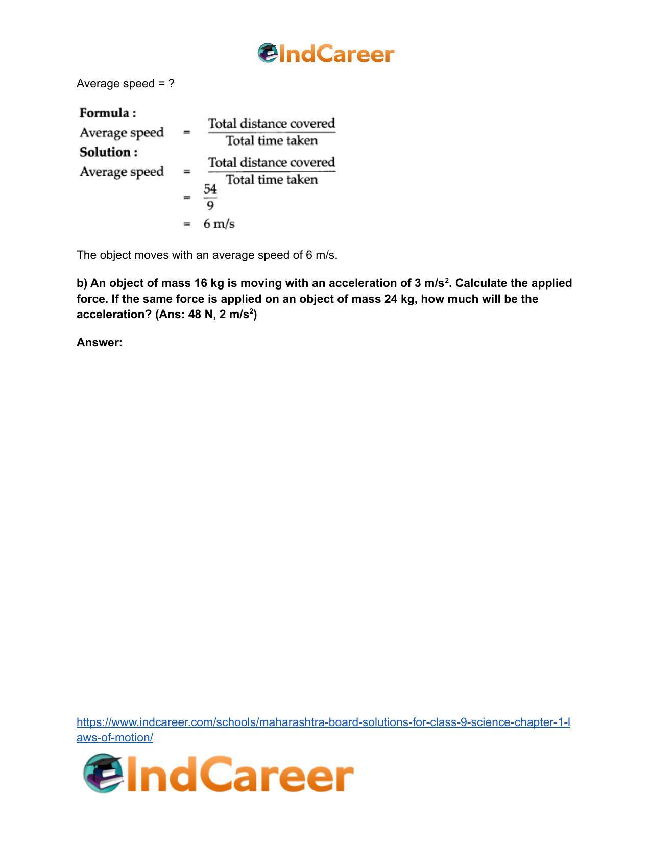 Maharashtra Board Solutions for Class 9- Science: Chapter 1- Laws of Motion - Page 6