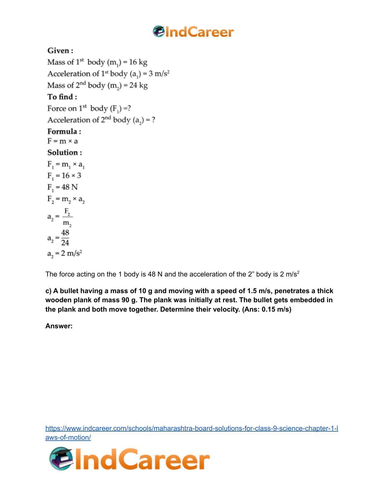 Maharashtra Board Solutions for Class 9- Science: Chapter 1- Laws of Motion - Page 7