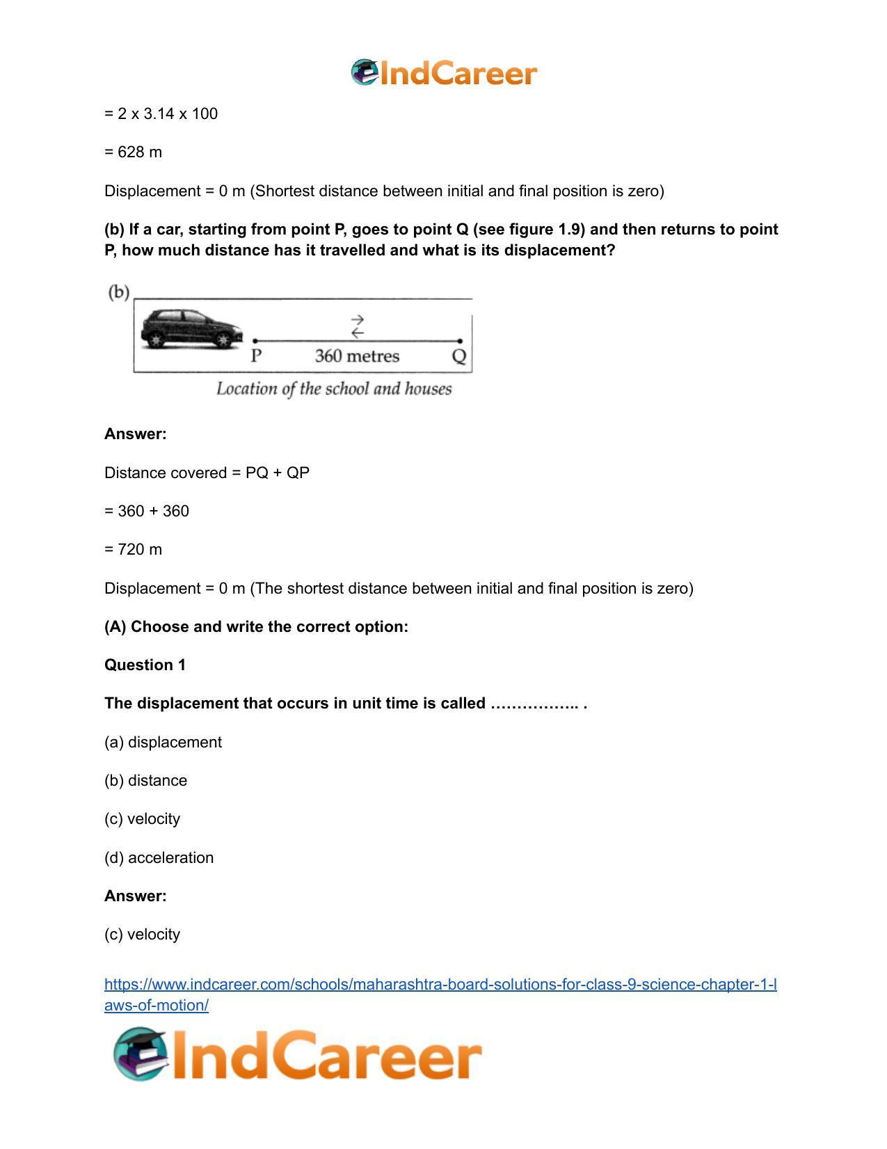 Maharashtra Board Solutions for Class 9- Science: Chapter 1- Laws of Motion - Page 10