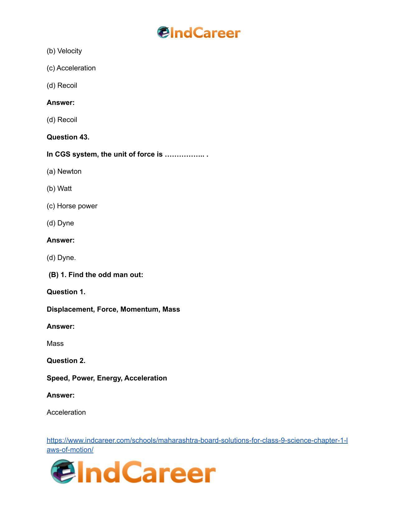 Maharashtra Board Solutions for Class 9- Science: Chapter 1- Laws of Motion - Page 26