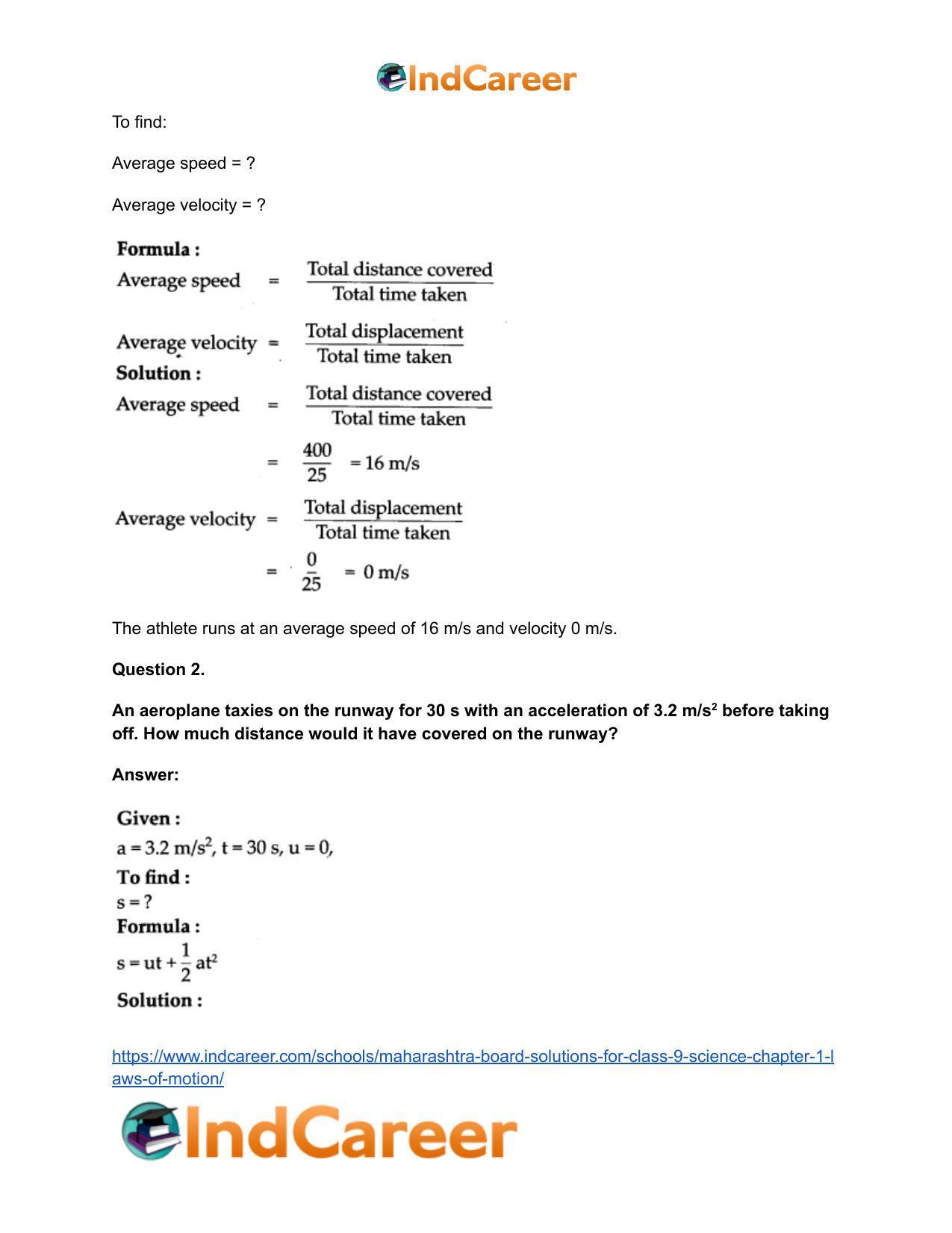 Maharashtra Board Solutions for Class 9- Science: Chapter 1- Laws of Motion - Page 37