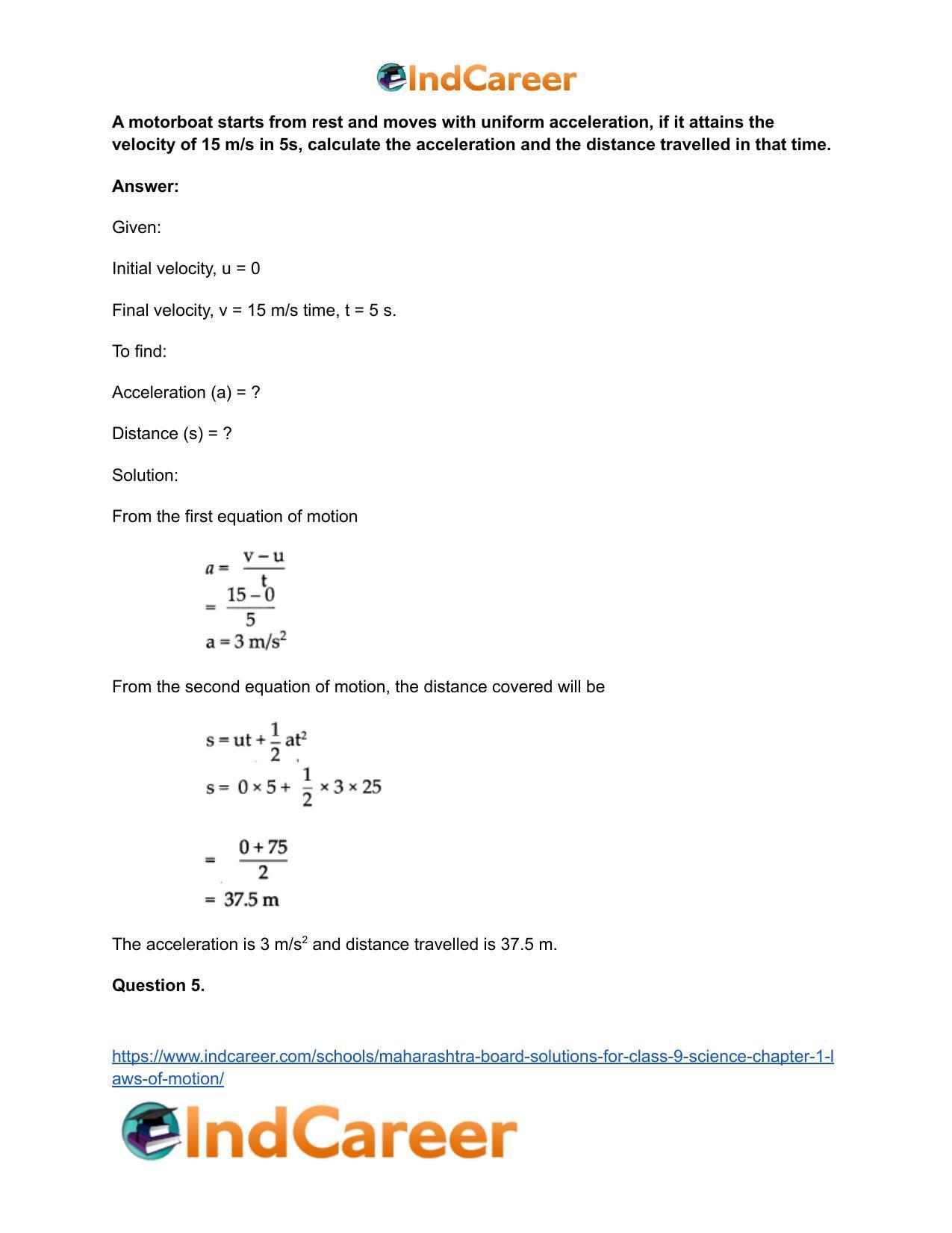 Maharashtra Board Solutions for Class 9- Science: Chapter 1- Laws of Motion - Page 39