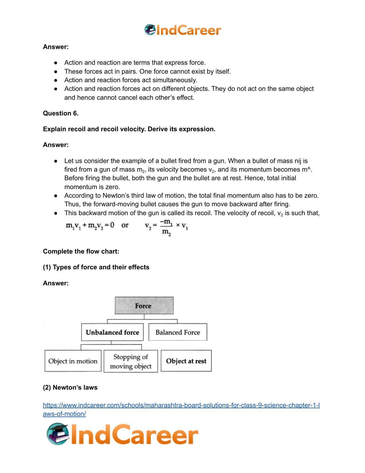 Maharashtra Board Solutions for Class 9- Science: Chapter 1- Laws of Motion - Page 42