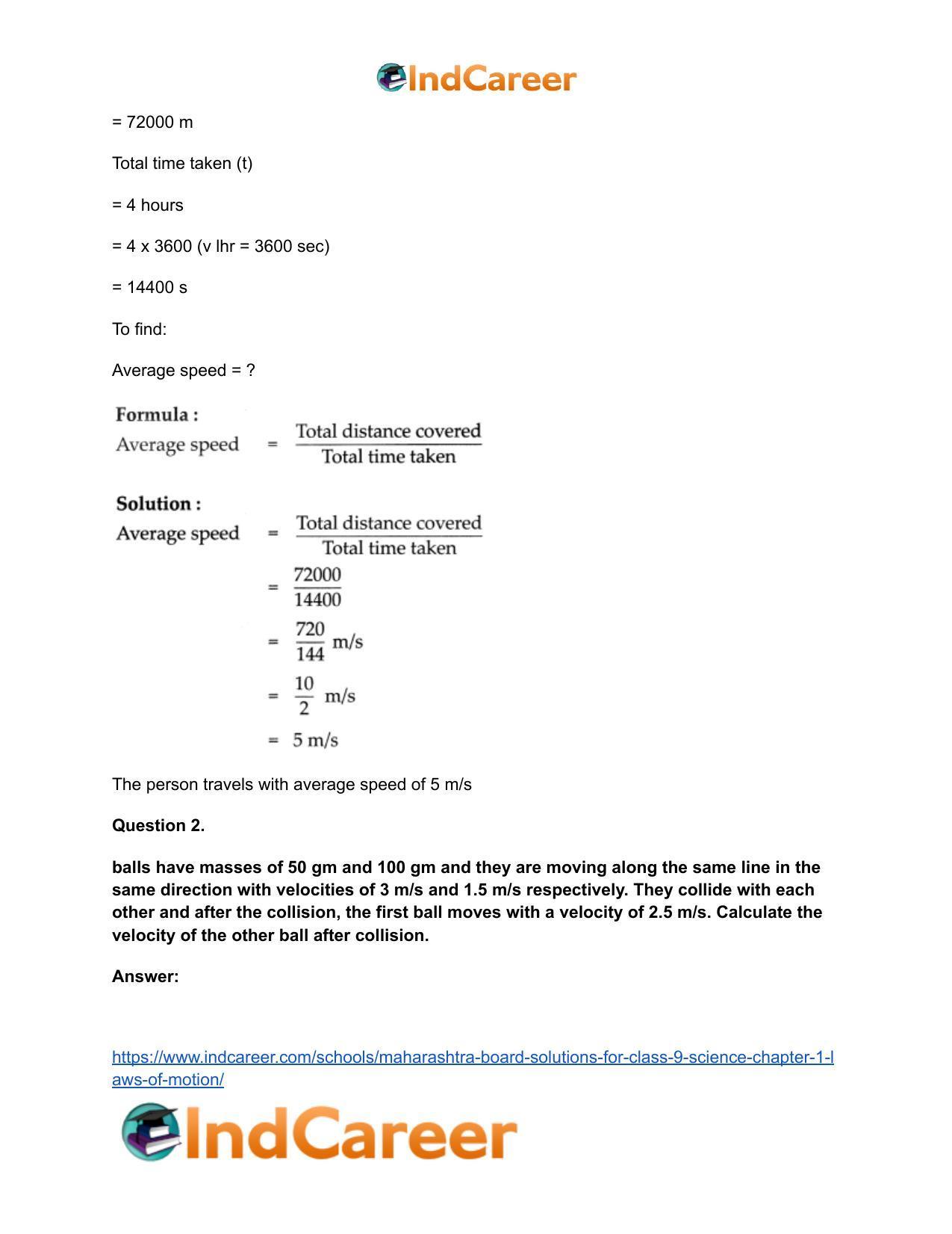 Maharashtra Board Solutions for Class 9- Science: Chapter 1- Laws of Motion - Page 48
