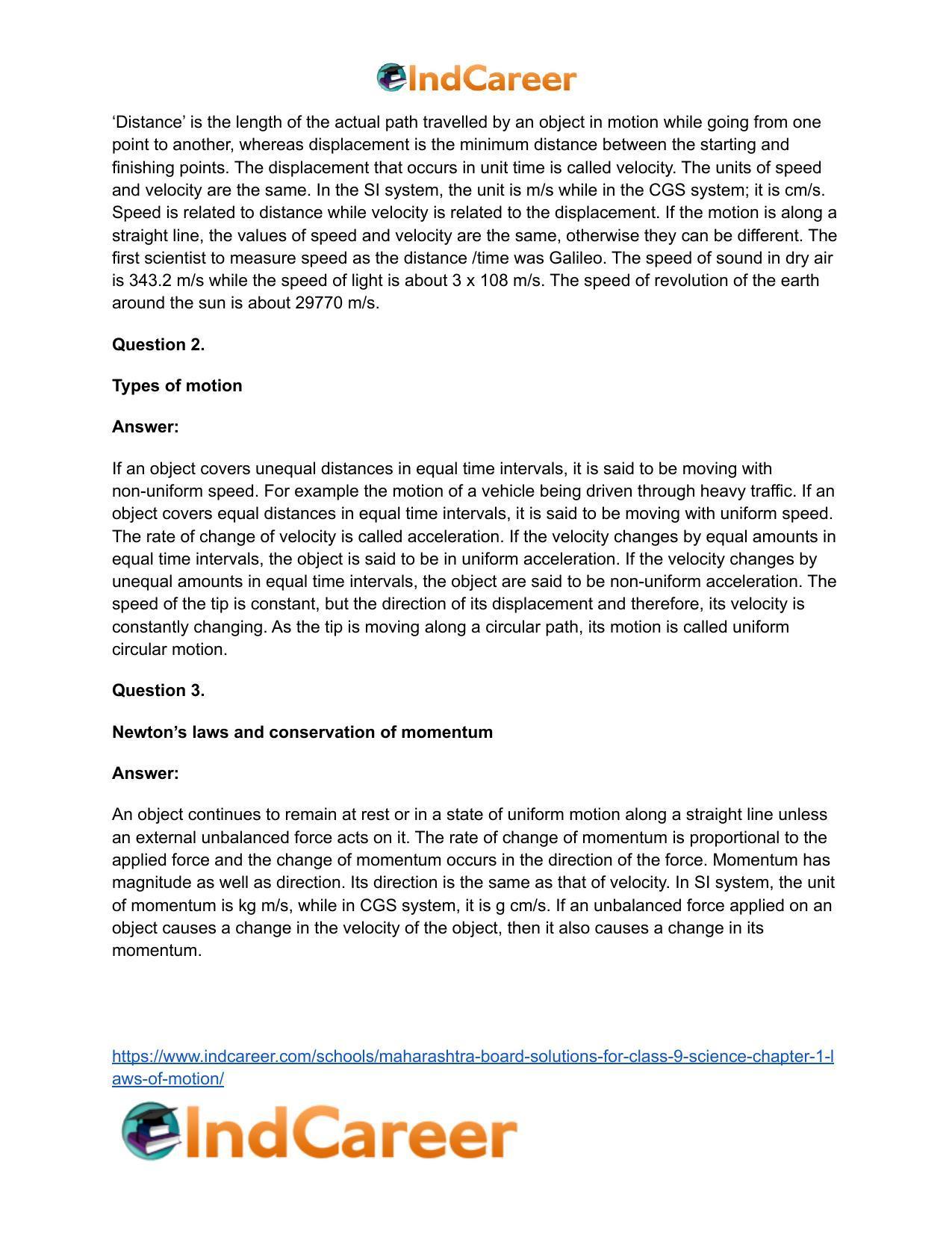 Maharashtra Board Solutions for Class 9- Science: Chapter 1- Laws of Motion - Page 52