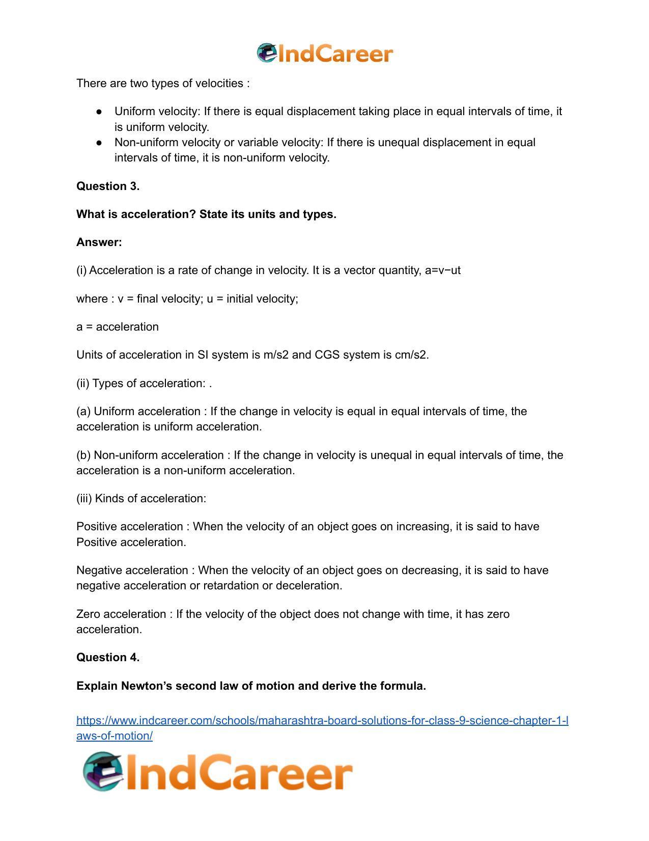 Maharashtra Board Solutions for Class 9- Science: Chapter 1- Laws of Motion - Page 54