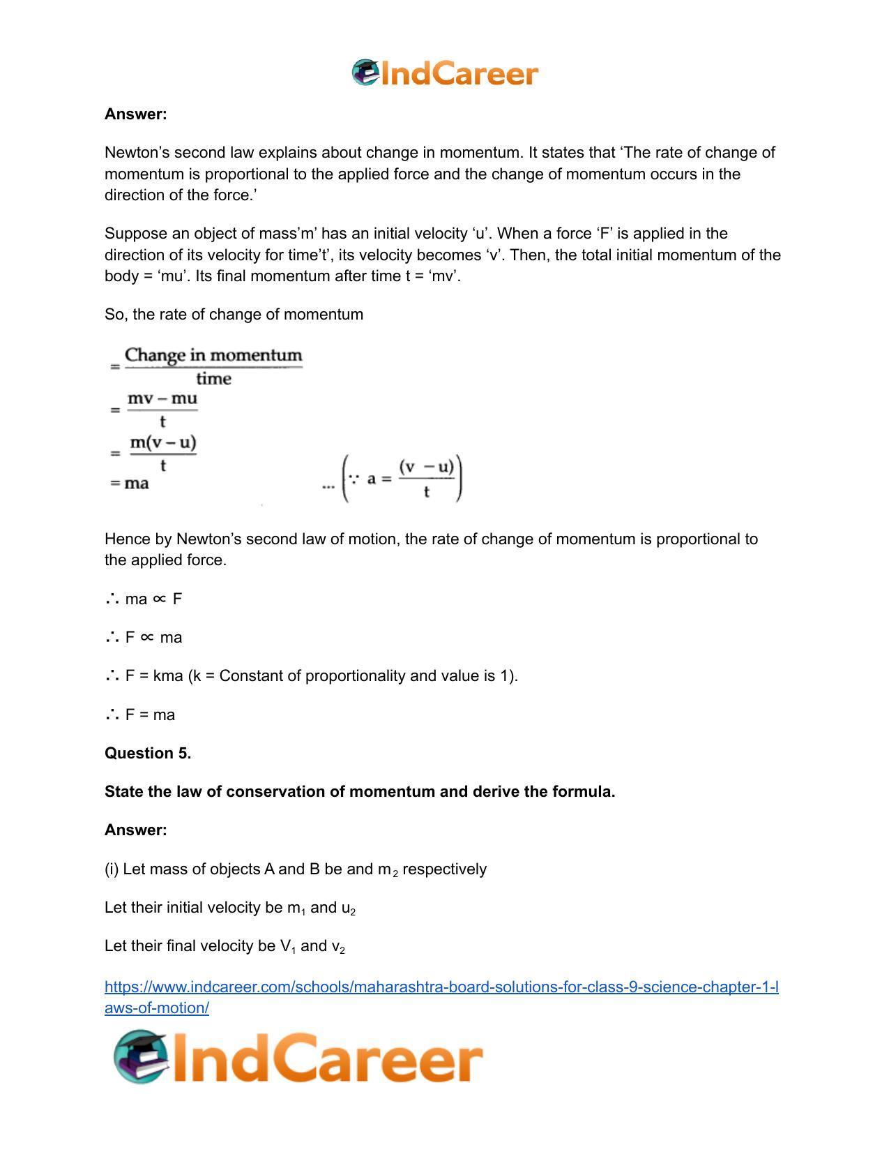 Maharashtra Board Solutions for Class 9- Science: Chapter 1- Laws of Motion - Page 55