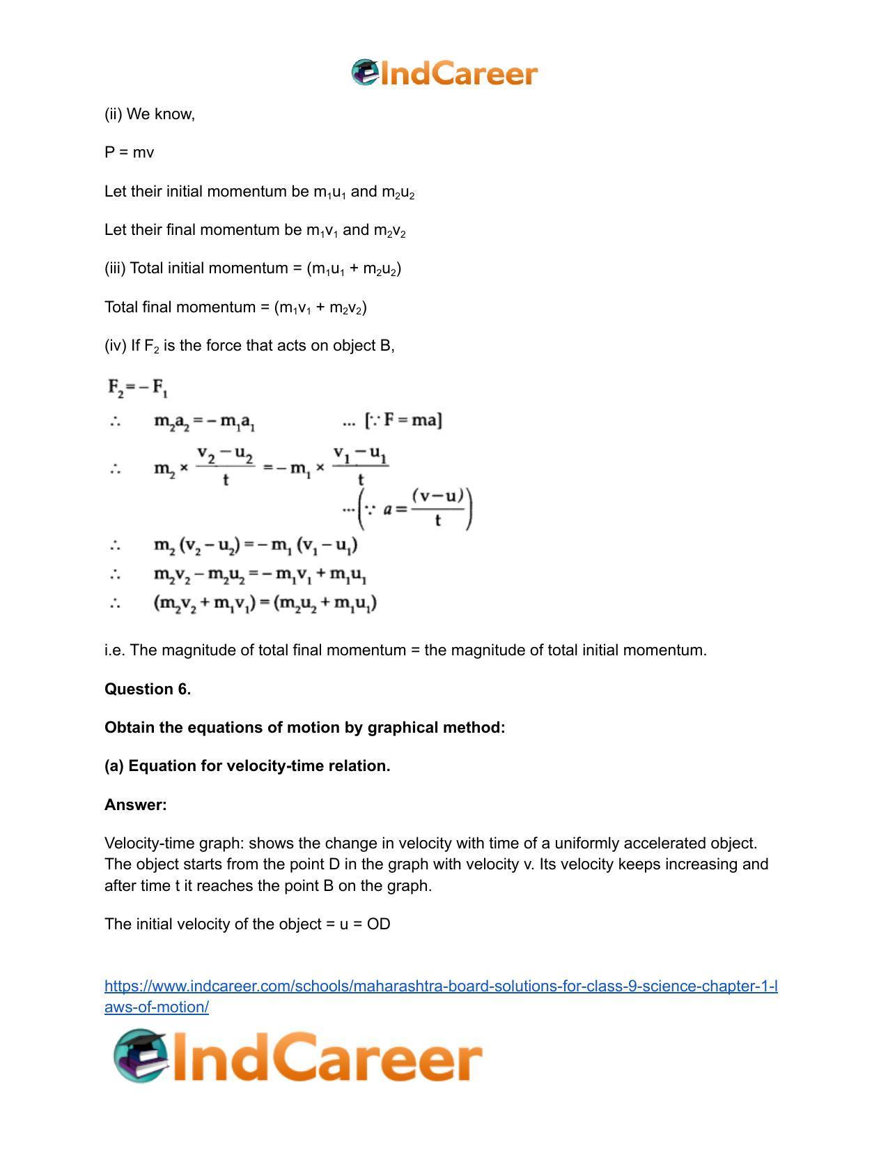 Maharashtra Board Solutions for Class 9- Science: Chapter 1- Laws of Motion - Page 56