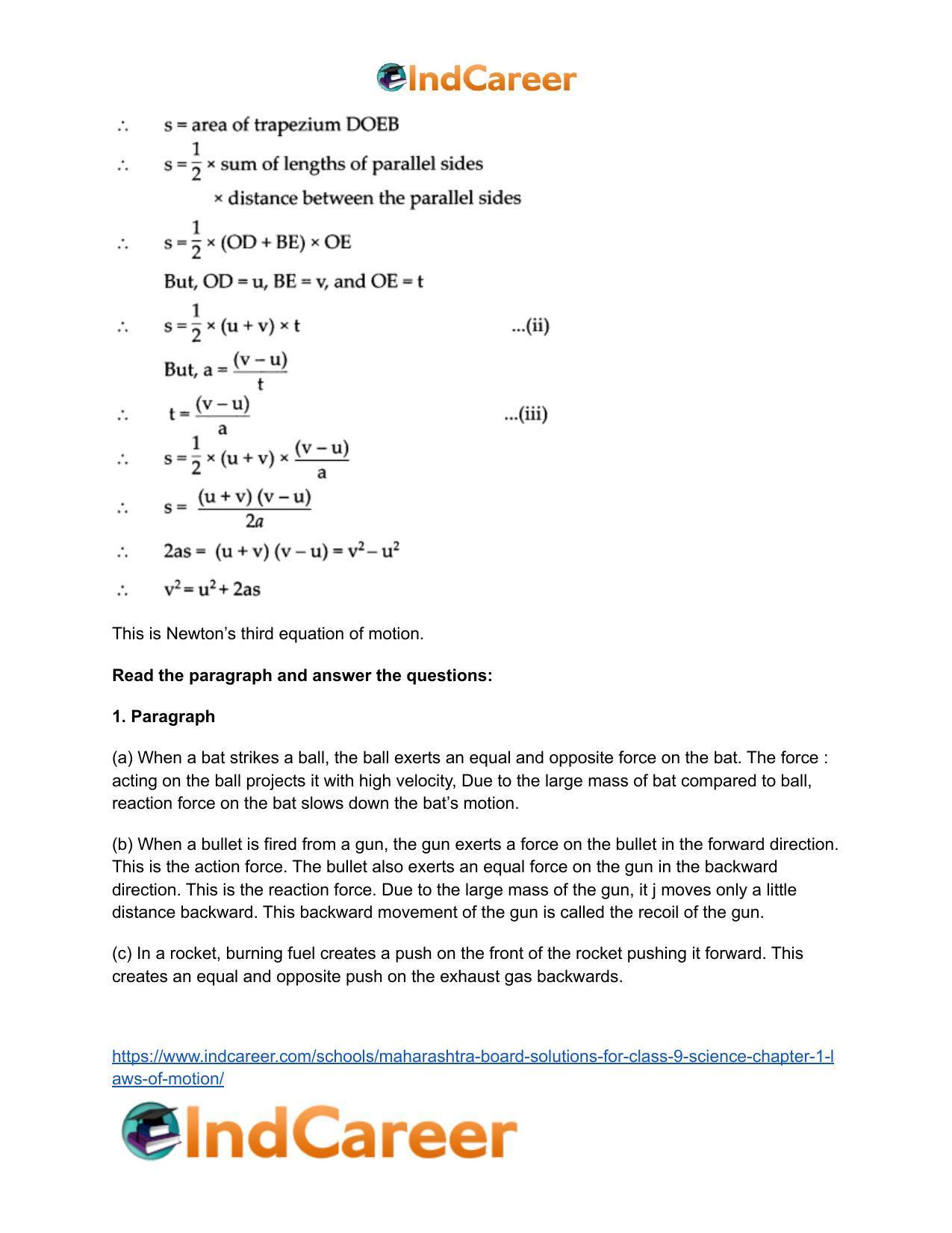 Maharashtra Board Solutions for Class 9- Science: Chapter 1- Laws of Motion - Page 59