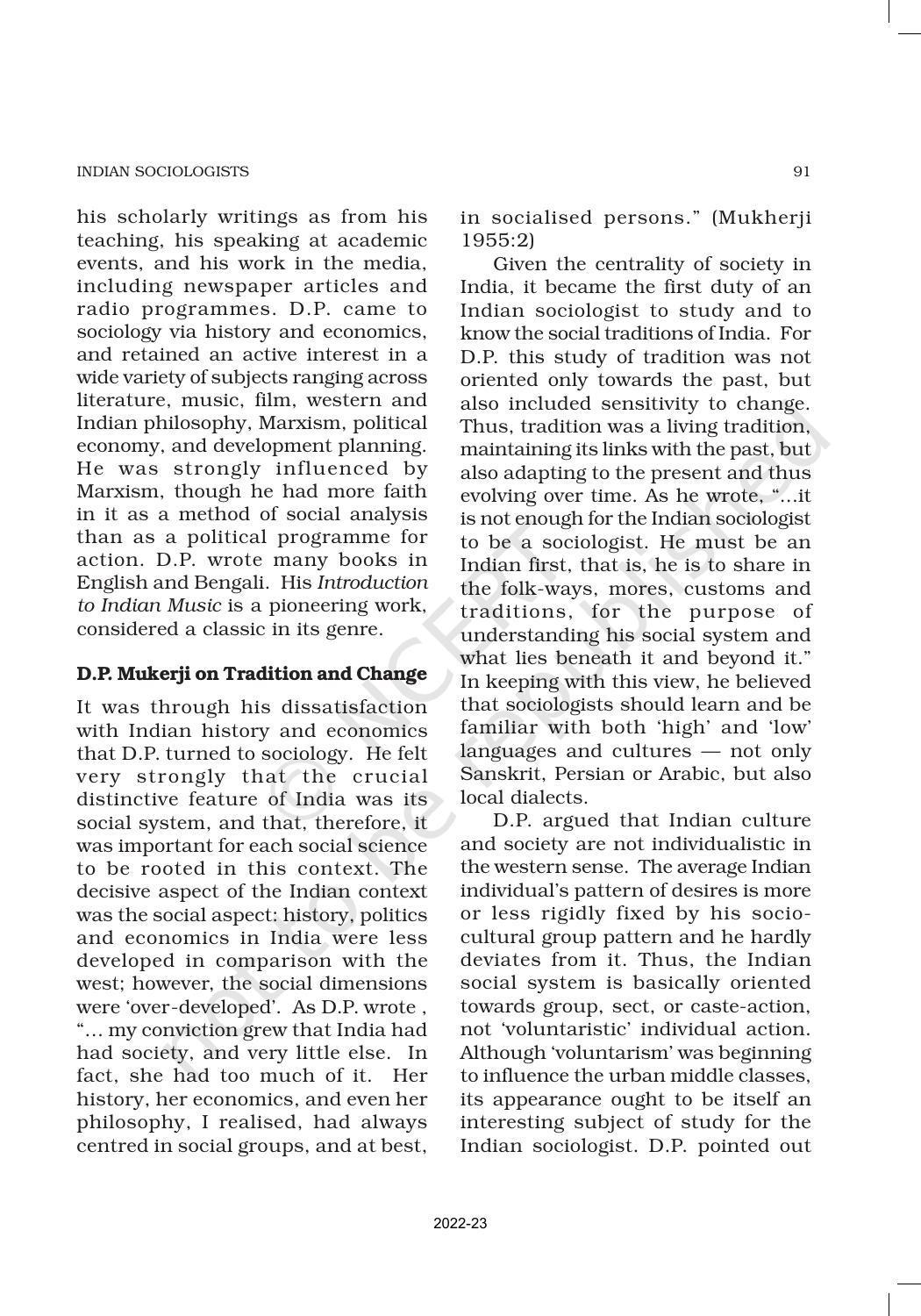 NCERT Book for Class 11 Sociology (Part-II) Chapter 5 Indian Sociologists - Page 9