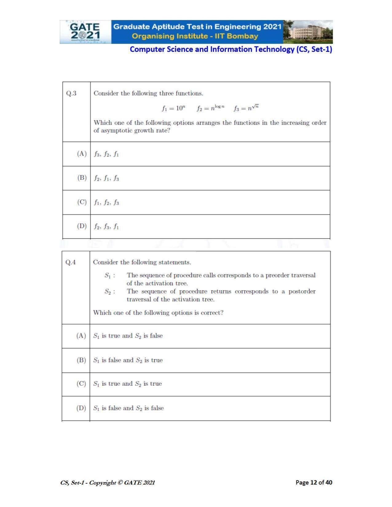 GATE 2021 Computer Science & Information Technology (CS) Question Paper - Page 13