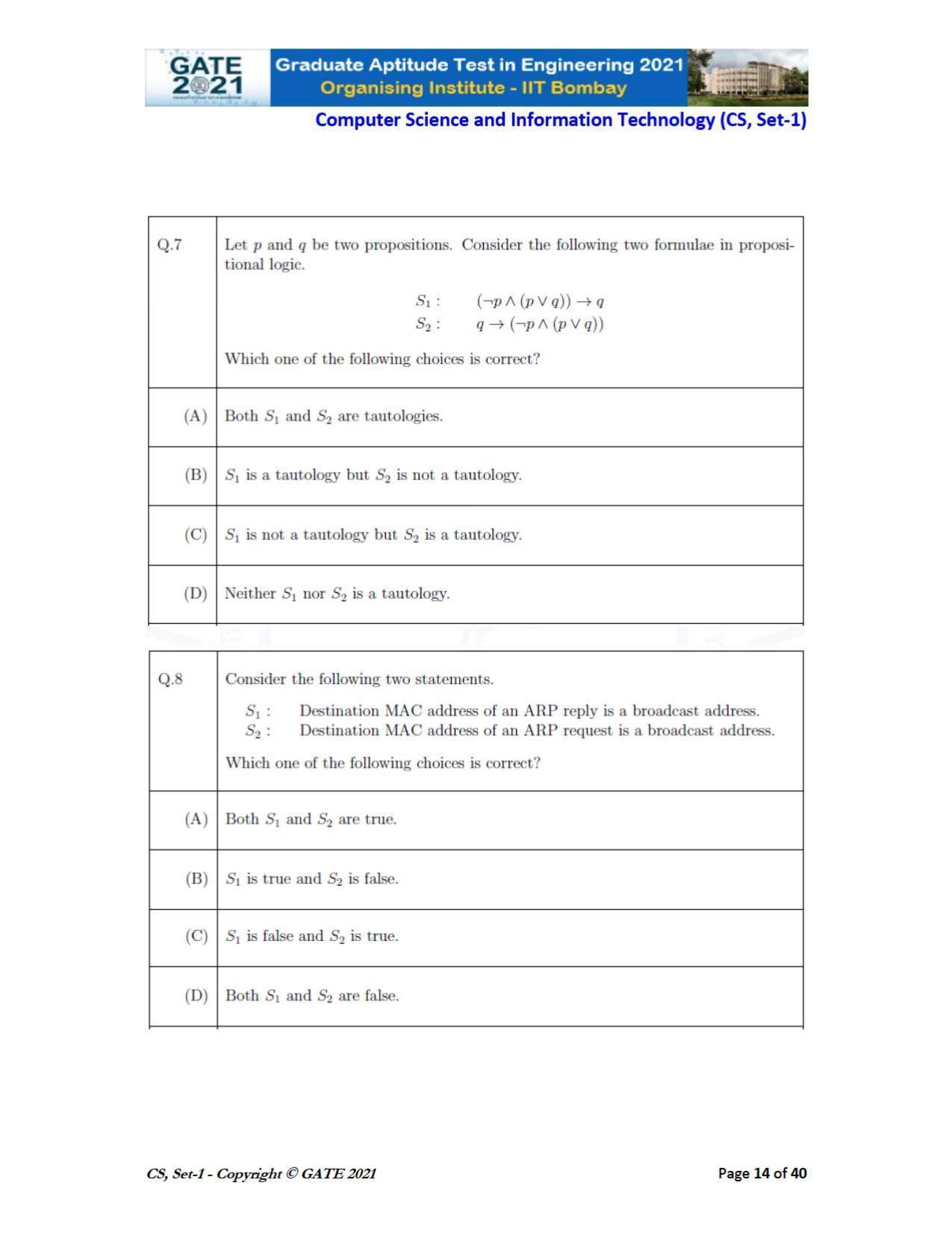 GATE 2021 Computer Science & Information Technology (CS) Question Paper - Page 15