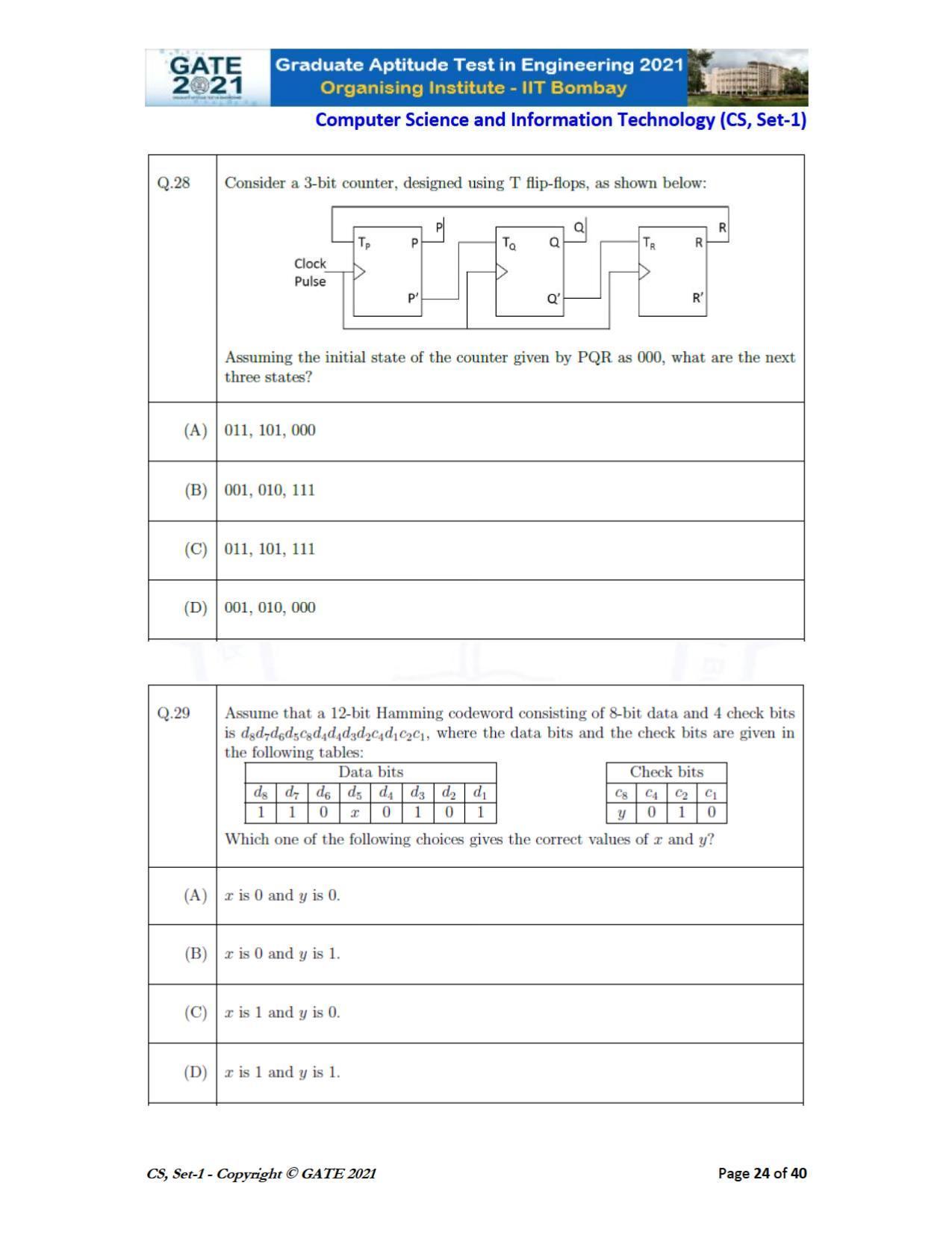 GATE 2021 Computer Science & Information Technology (CS) Question Paper - Page 25