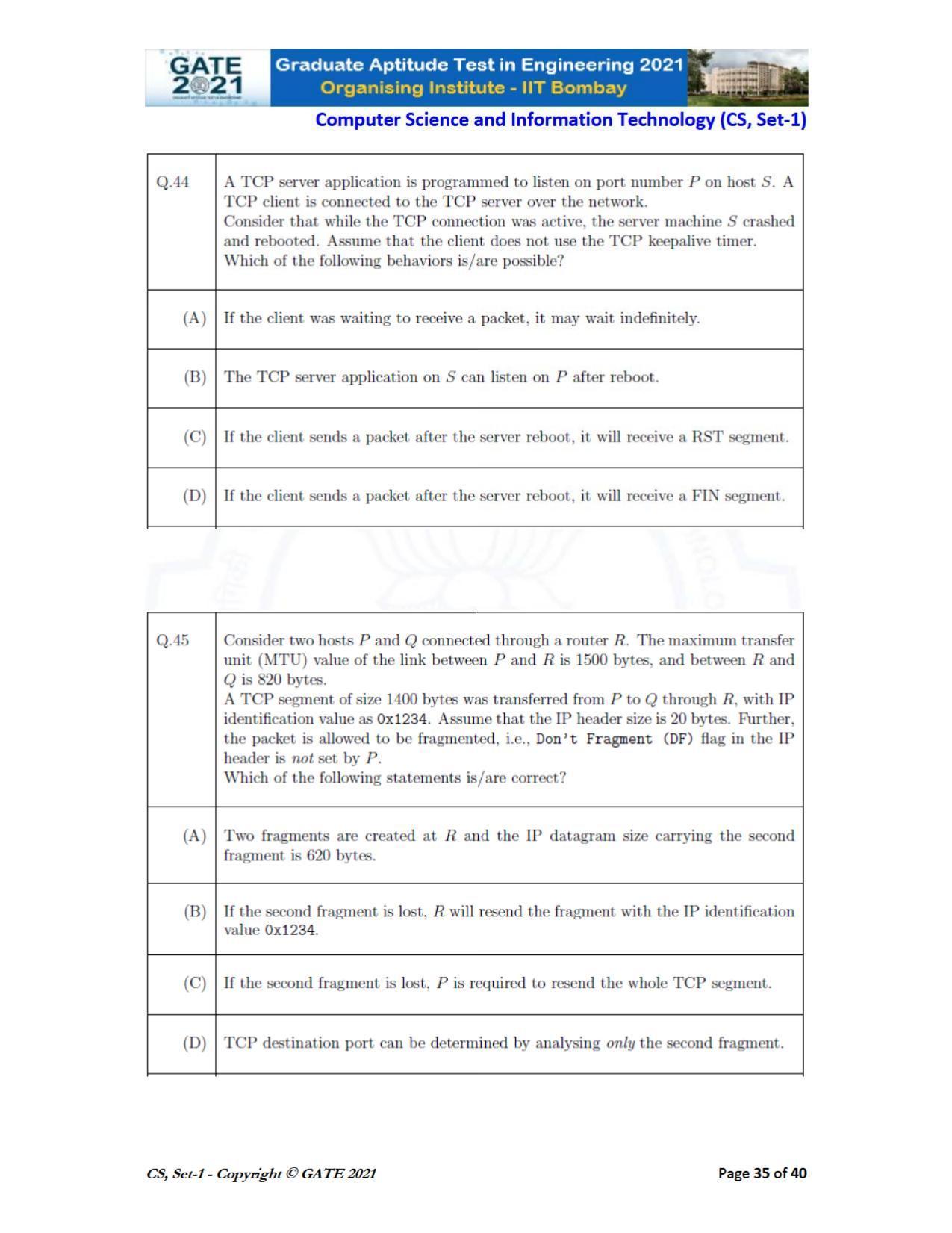GATE 2021 Computer Science & Information Technology (CS) Question Paper - Page 36