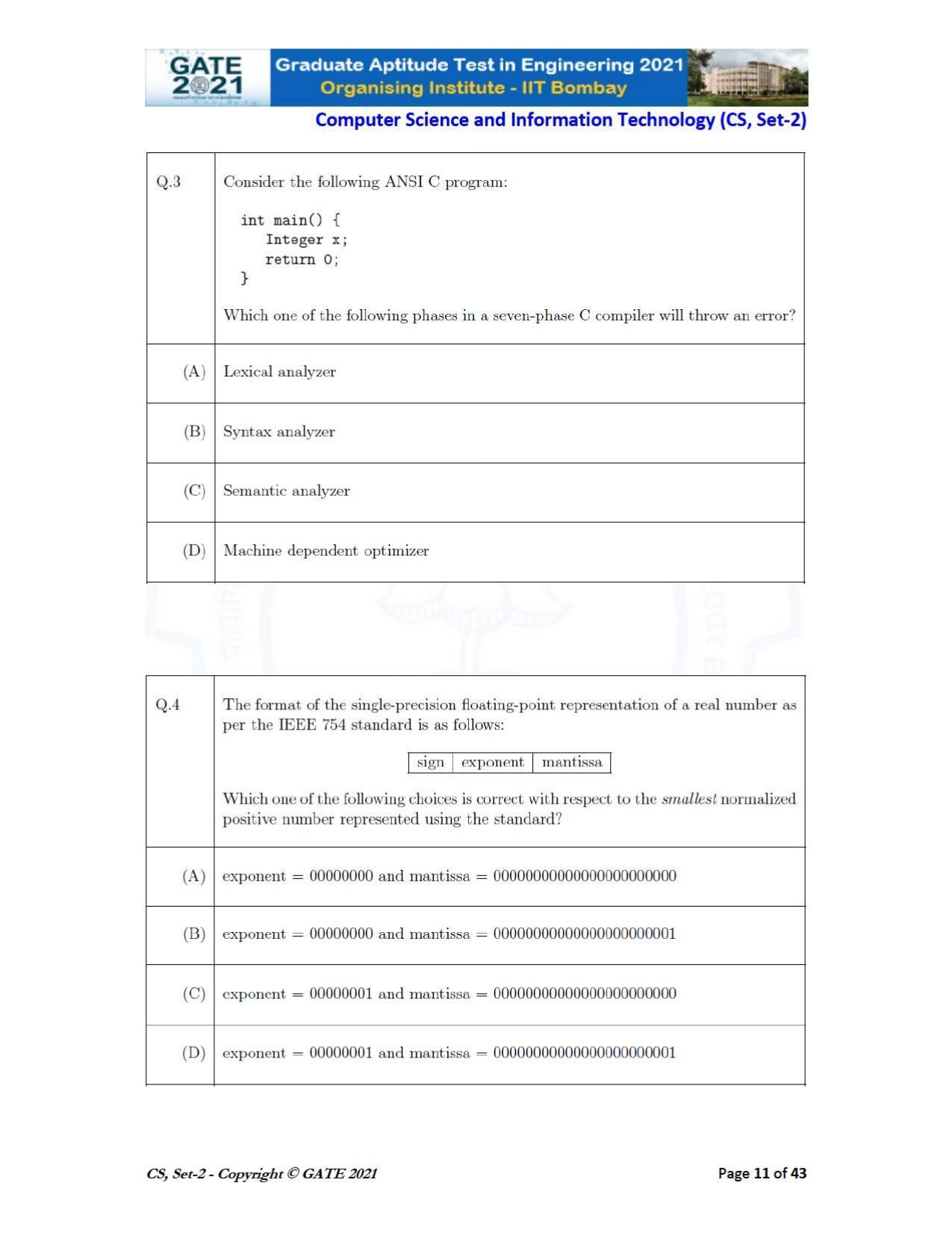 GATE 2021 Computer Science & Information Technology (CS) Question Paper - Page 56