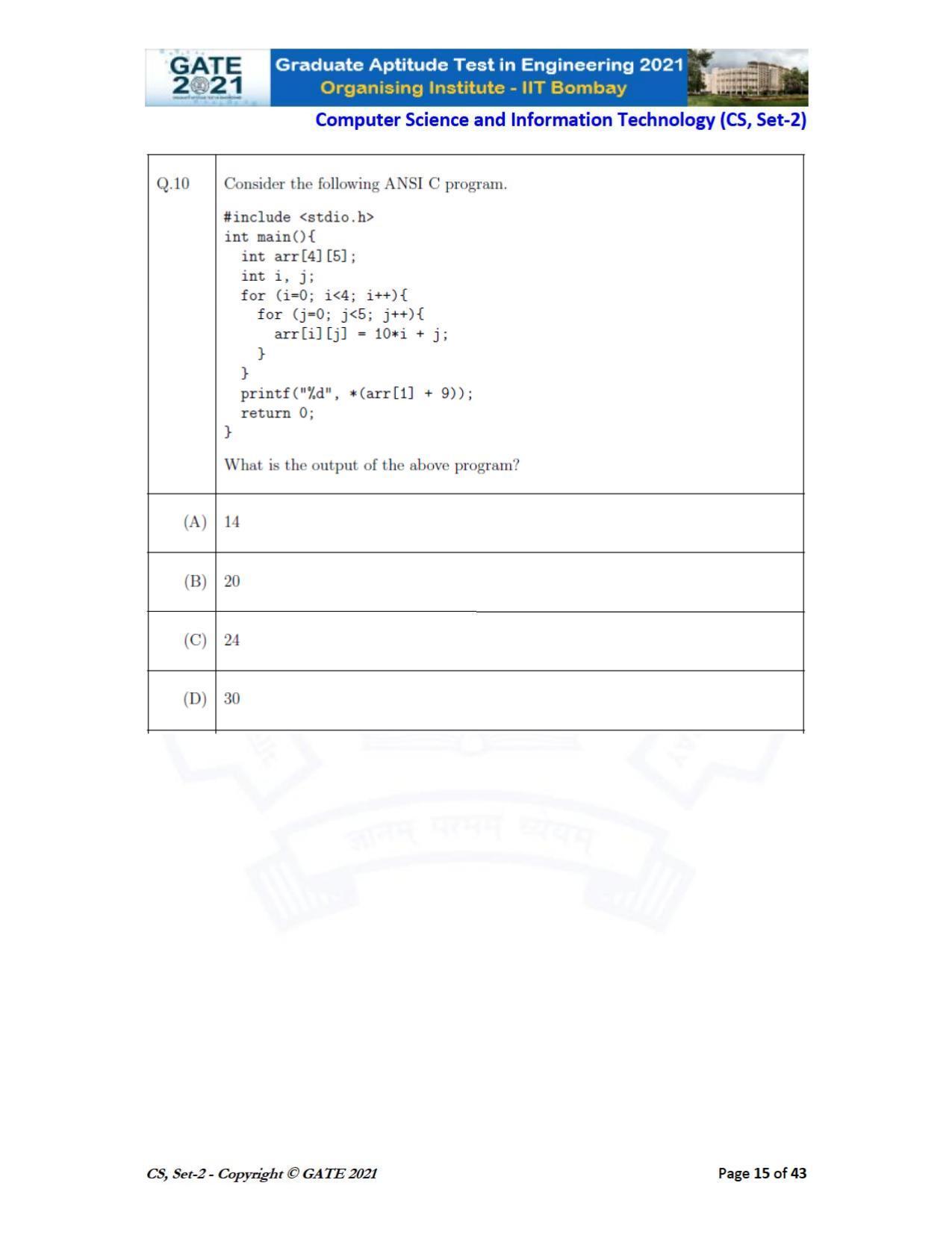 GATE 2021 Computer Science & Information Technology (CS) Question Paper - Page 60