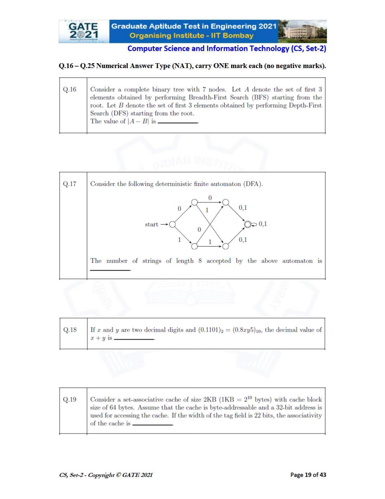 GATE 2021 Computer Science & Information Technology (CS) Question Paper - Page 64