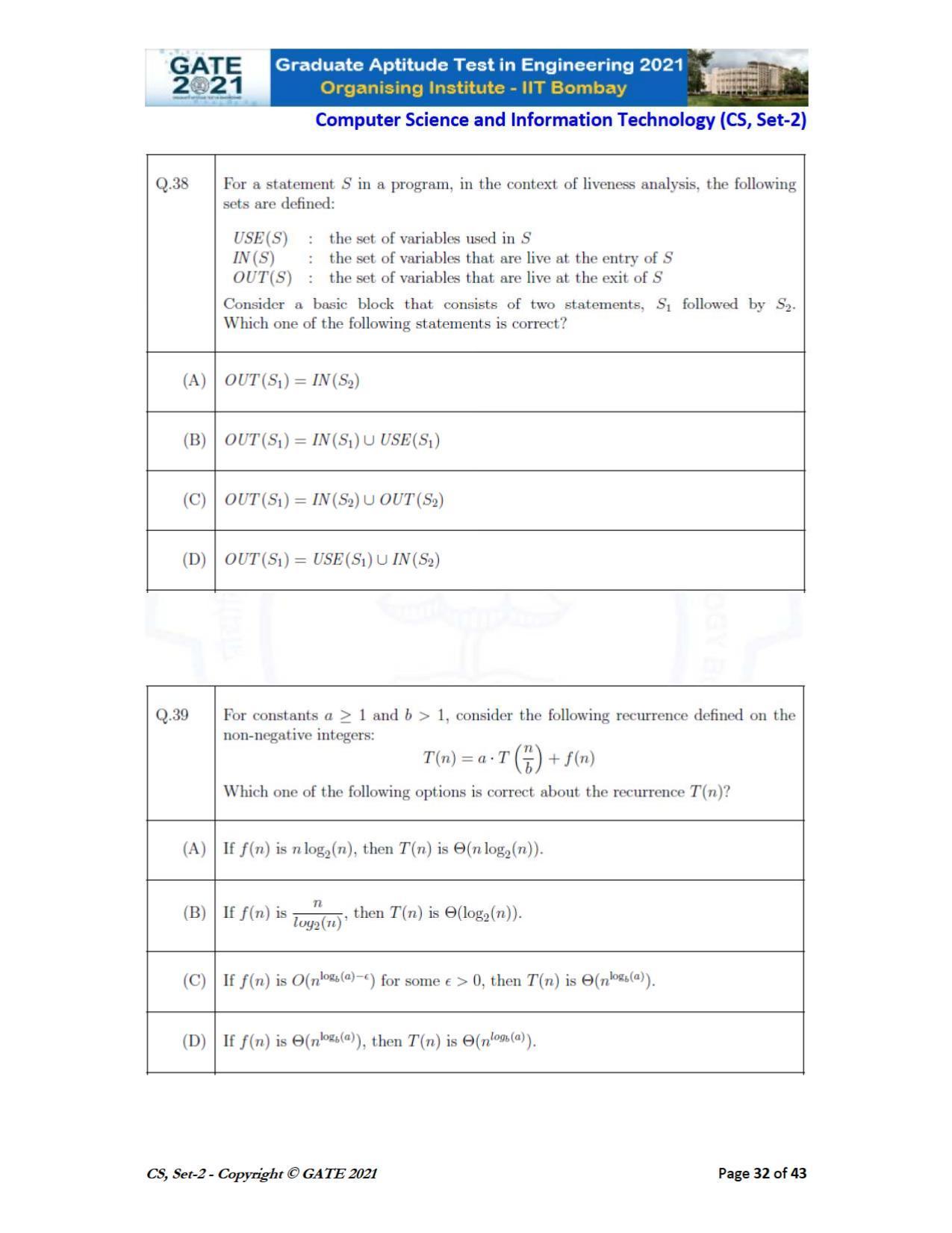 GATE 2021 Computer Science & Information Technology (CS) Question Paper - Page 77